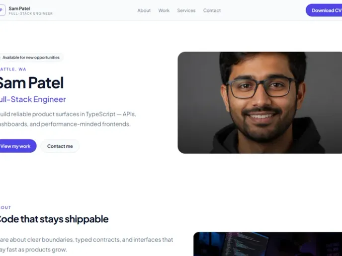 Modern Developer template preview